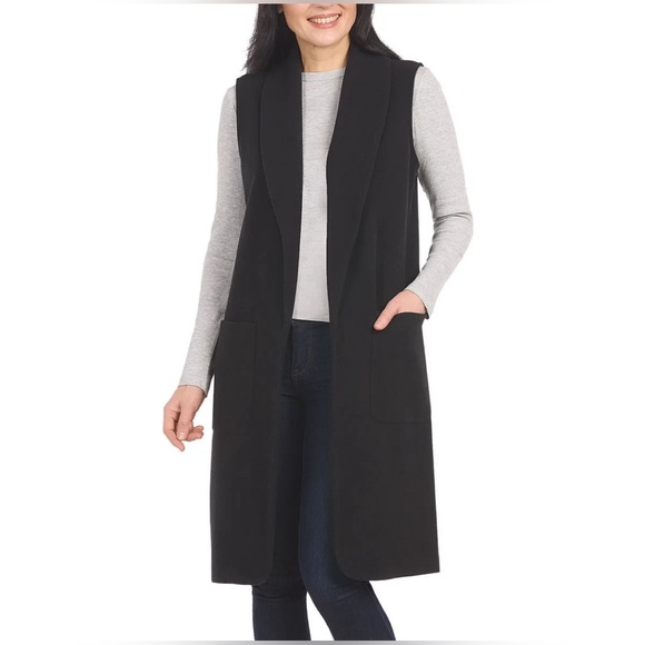 Hilary Radley Jackets & Blazers - Hilary Radley Women’s Faux Wool Vest XXL Black Sleeveless Long Vest Size S